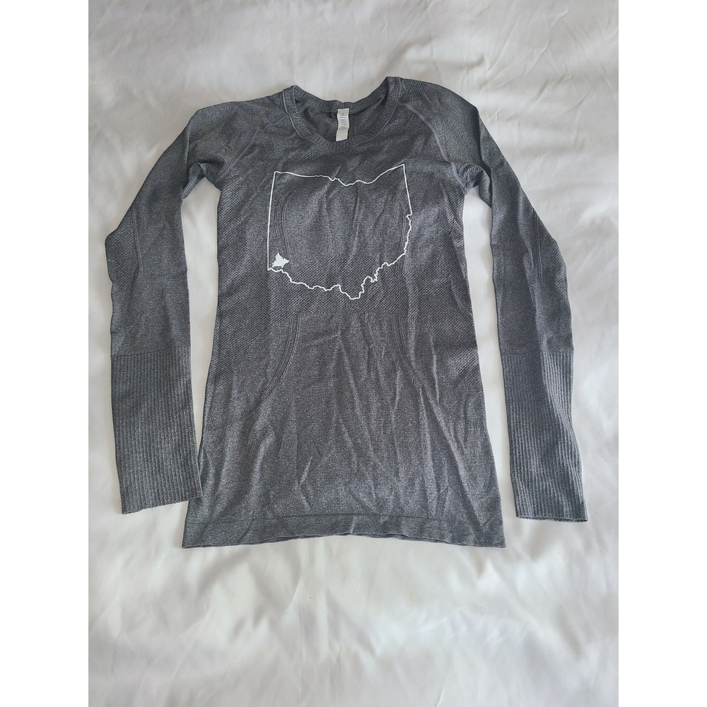 Lululemon Swiftly Tech Long Sleeve Crew Ohio Flying Pig Marathon‎ Grey Shirt 4